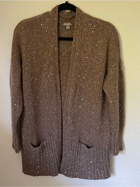 J. Jill Taupe Sequin Open Cardigan, Size Medium